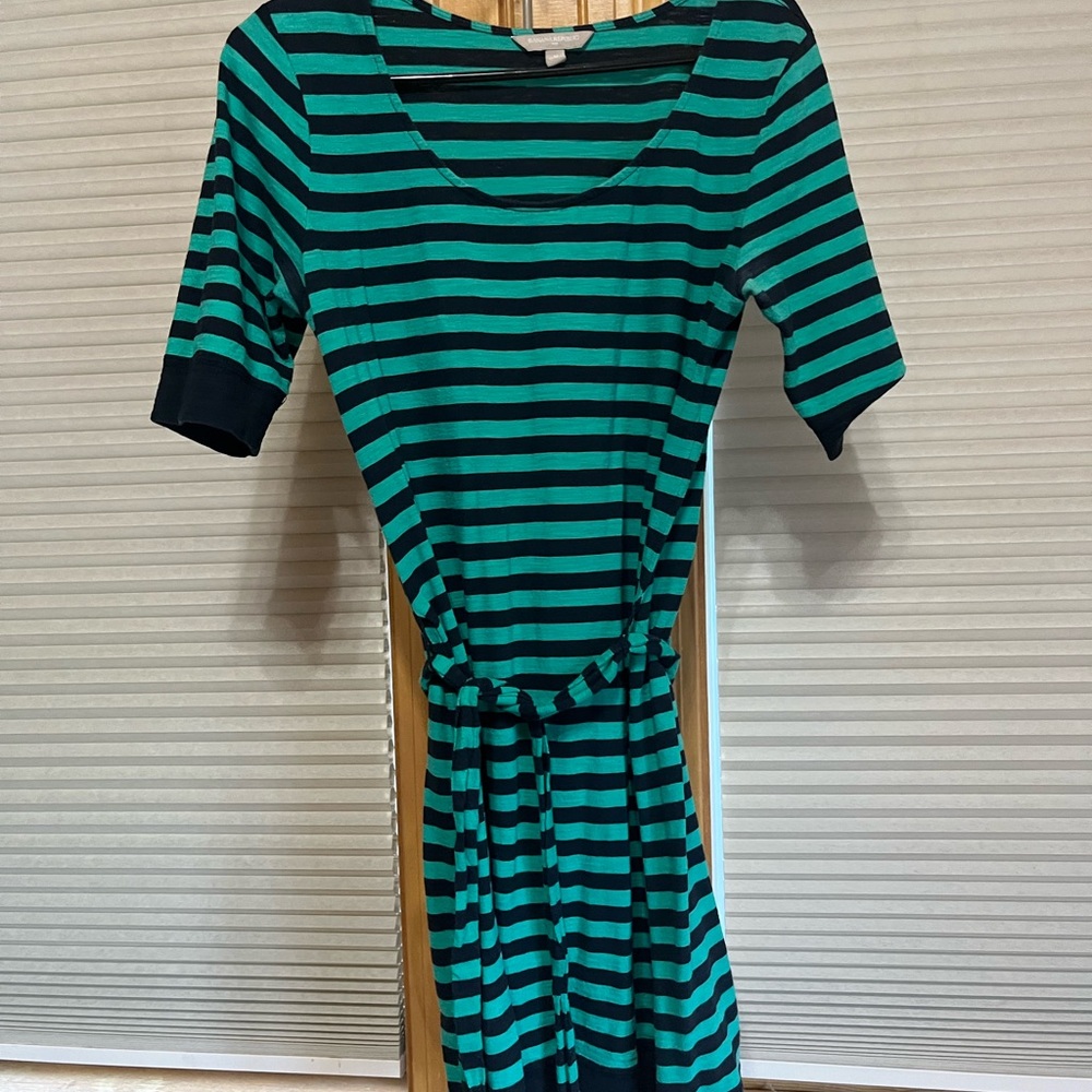 Banana Republic Teal and Black Striped Midi Dress